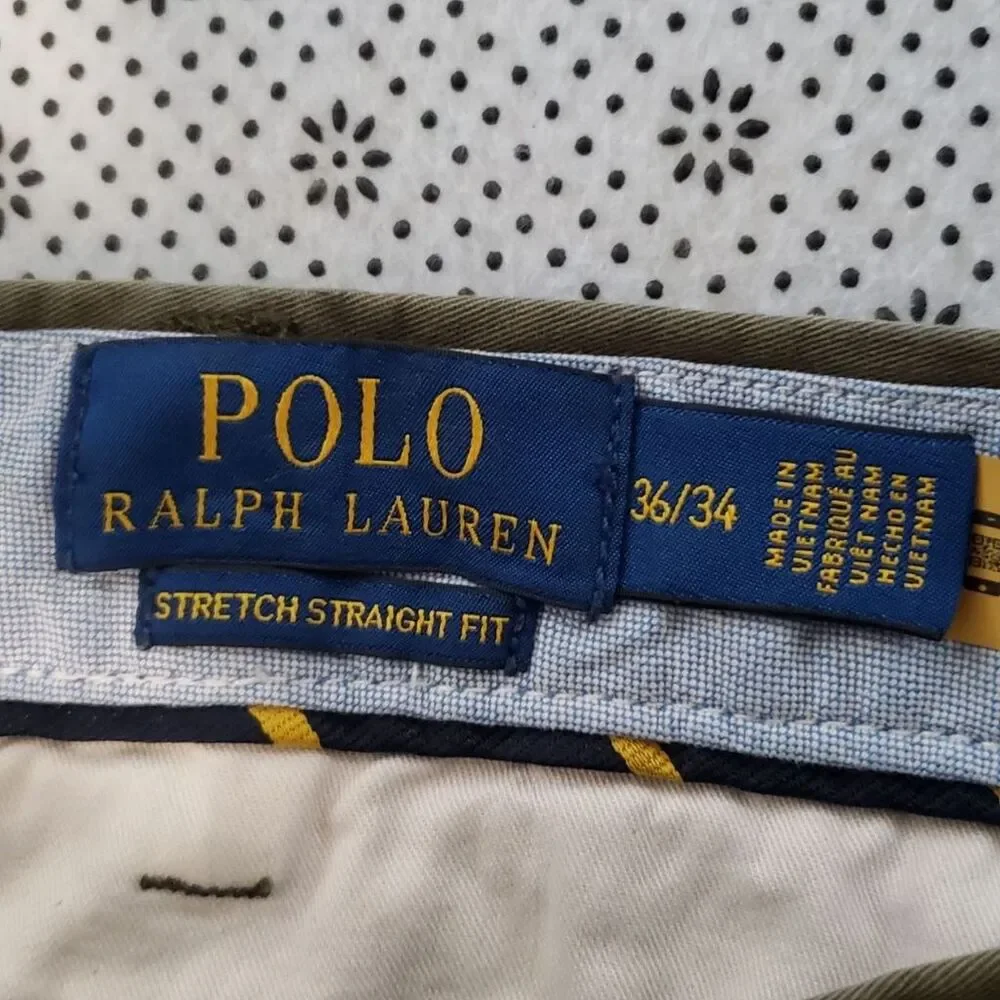 Polo Ralph Lauren Stretch Straight Fit Chino Pants 36x34 Olive Green 36/34